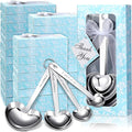 Yinder 50 Sets Heart Measuring Spoons Wedding Favors for Guests with Gift Box and Thank You Card, Bridal Shower Favors Bulk, Kitchen Measuring Spoon Gift Set for Party Souvenirs(Blue)