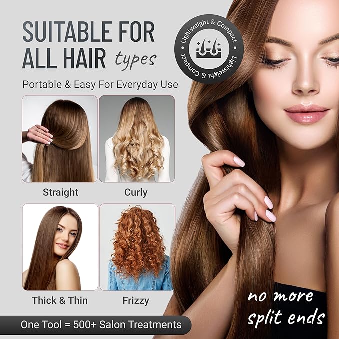 Split-Ender Mini – Original Cordless Split End Hair Trimmer for Dry, Damaged, Brittle, Frizzy, Curly or Straight Hair 3 AAA Battery Operated Hair Clipper for Home Use – Silver