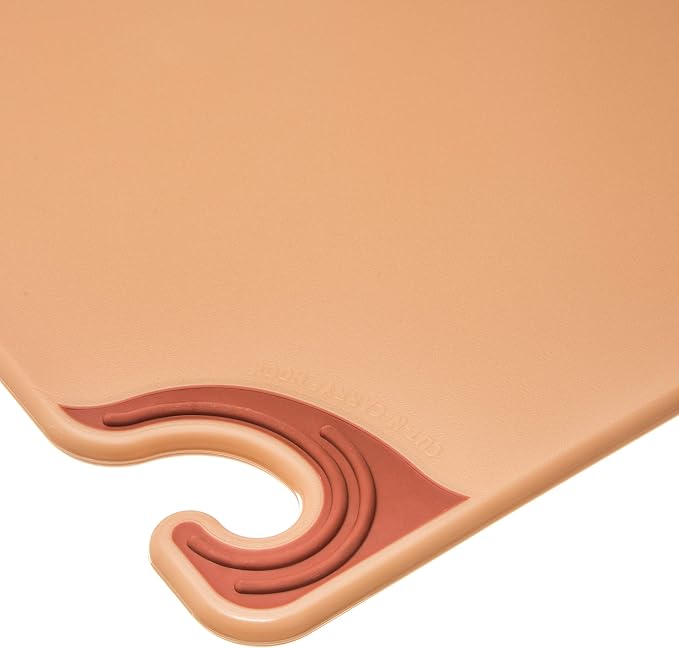 San Jamar Saf-T-Grip Plastic Cutting Board with Safety Hook, 18" x 24" x 0.5", Brown
