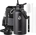 RAYMYLO 64oz Insulated Water Bottle, Triple Wall Vacuum Stainless Steel Water Bottles - Keeps Cold 48H, Reusable Half Gallon Jug for Gym, Sports, Camping, Hiking,Travel, Starry Sky-Black
