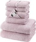 SEMAXE Bath Towel Set, 8 Piece Towel Set for Bathroom, Quick Dry Cotton Towels with Hanging Loops, Easy Care, Purple