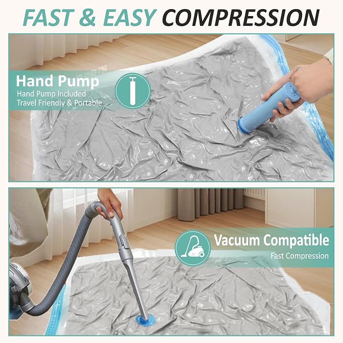 Cozy Essential Vacuum Storage Bags, 80% Compression Vacuum Seal Space Saver Plastic Packaging Bags for Clothes, Blankets, Pillow, Bedding, Comforters, Sealer Clothing Storage,12 Medium