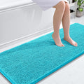 OLANLY Bathroom Runner Rugs 59x24, Soft Absorbent Chenille Bath Rugs, Rubber Backing Quick Dry, Machine Washable Long Bath Mats for Bathroom Floor, Tub and Shower, Home Decor Accessories, Aqua Sky