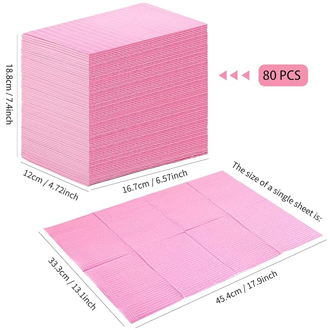 80pcs Disposable Nail Mats Foldable Nail Paper Towels for Table Acrylic Nail Practice Sheet, 3 Ply Waterproof Clean Nail Table Practice Mat for Salon Manicure Tattoo,Nail Art Accessories13 x18 (Pink)