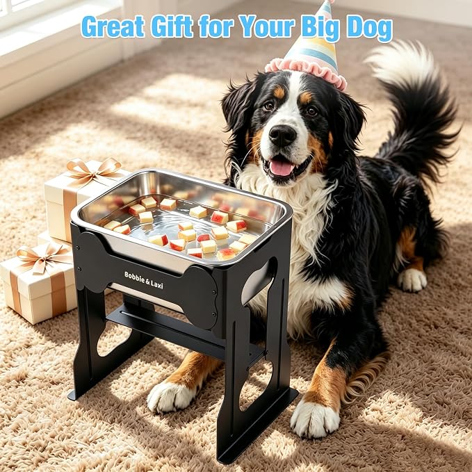 Bobbie & Laxi 16" Elevated Dog Water Bowl, 2.4 Gal Stainless Steel Bowl | Raised Dog Bowl for Large Breed, Metal Dog Feeding Station for Relief Joint Pressure, Easy Clean for Indoor & Outdoor Use