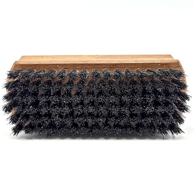 Fendrihan Genuine Boar Bristle Nail Brush with Beech Wood Handle, Made in Germany (Dark Bristles)
