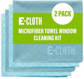 E-Cloth 3-Pack Window Cleaning Cloth - Streak-Free Glass & Mirror Cleaning Kit with Just Water, Glass Cleaning Cloth, Microfiber Towel Kit for Windows, Car Windshield, Mirrors - Alaskan Blue