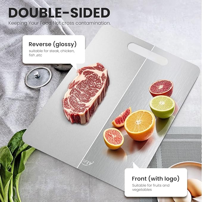 2 Pack Titanium Cutting Board,-100% Pure Titanium Cutting Boards For Kitche,Easy to clean, For Cutting Meats, Fruits And Vegetables(18 * 12)