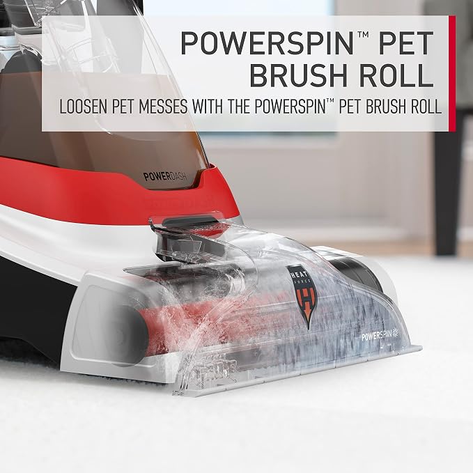 Hoover PowerDash Pet+ Compact Carpet Cleaner, Lightweight Carpet Shampooer | Heatforce Faster Drying, Pet Brush Roll, Use with a Carpet Cleaner Solution for a Bright, Refreshed Home