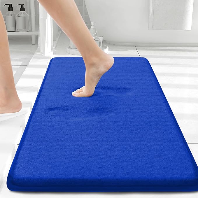 Smiry Memory Foam Bath Mat 30x20, Extra Soft and Absorbent Bathroom Mats, Non Slip Washable Carpet for Floor, Shower and Tub, Royal Blue