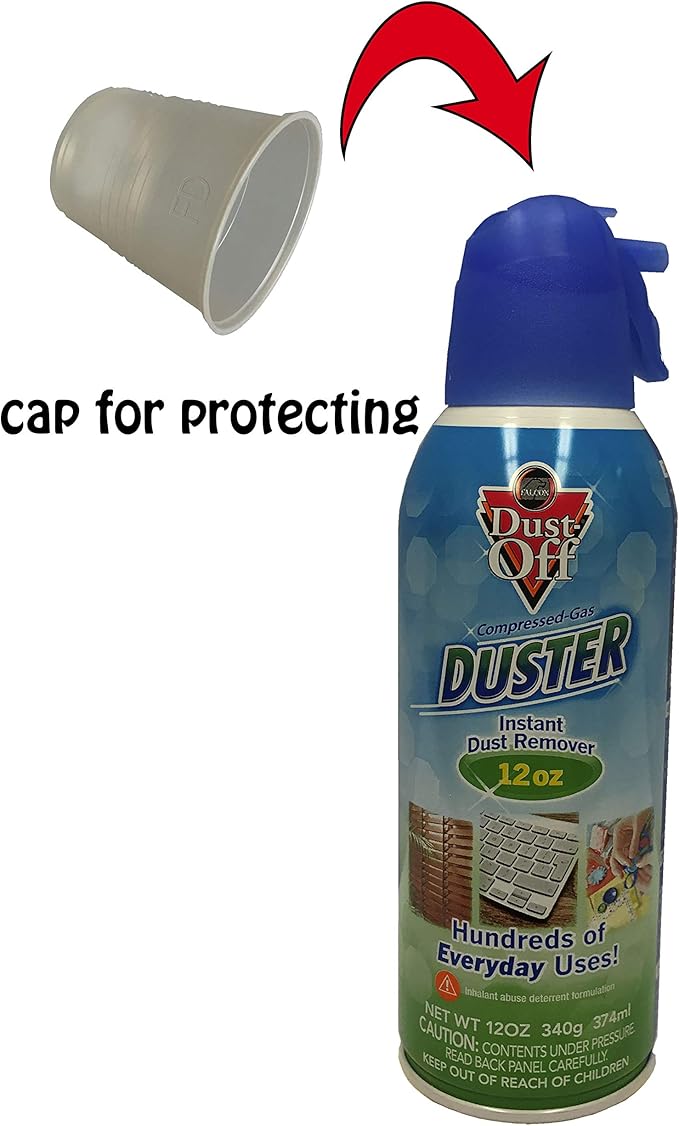 Falcon Dust-Off Compressed Gas Duster for Electronics Devices, 12 oz Cans Last Extra Long, 6 Packs