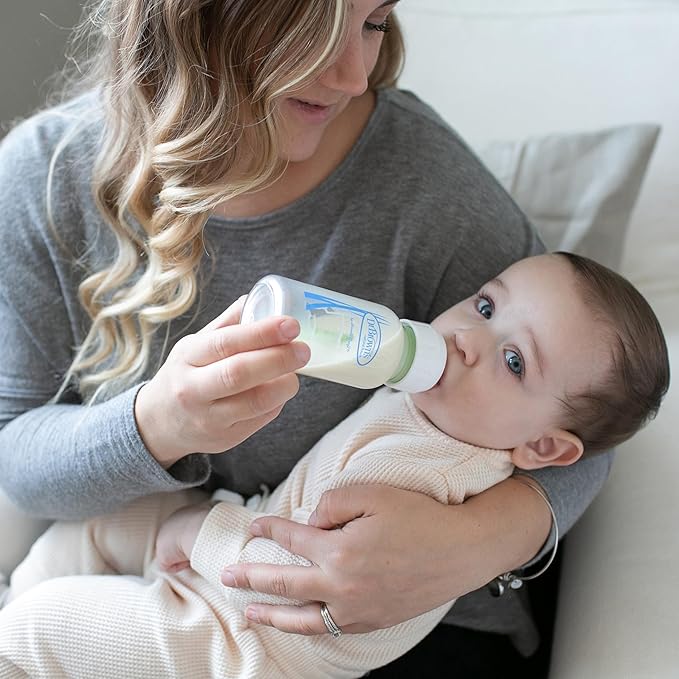 Dr. Brown's Anti-Colic Options+ Narrow Glass Baby Bottle with Level 1 Slow Flow Nipple, BPA-Free, 4 oz/120mL, 0m+, 2-Pack (Packaging May Vary)