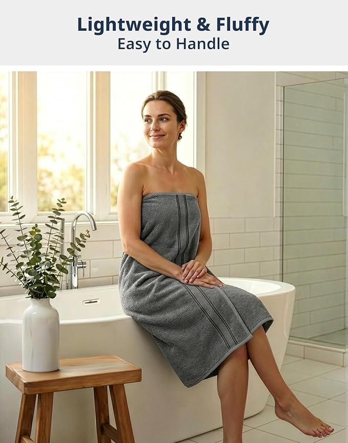 LANE LINEN Large Bath Towels - Zero Twist Cotton Construction - Set of 4 (35" x 66") Oversized Bath Towel Sets - Fade Resistant, Quick Dry & Fluffy - Instantly upgrade your bathroom decor - Space Grey
