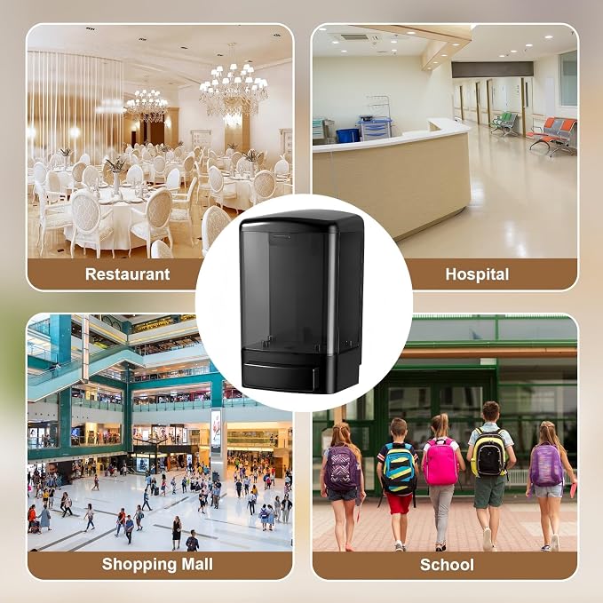 Hushee 6 Pcs Plastic Wall Mounted Soap Dispenser Commercial Manual Soap Containers Wall Dispenser for Kitchen Shower Hotel Liquid Shampoo Gel Chamber (33.8 oz 1000 ml,All Black)