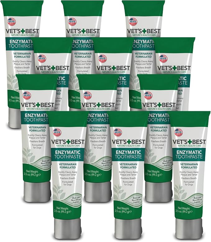 Vet's Best Enzymatic Dog Toothpaste Dental Gel, 12 Pack, 3.5 oz Tubes | Enzymatic Dental Gel, Helps Remove Plaque & Tartar, Freshens Breath, Vet Formulated, Twelve 3.5 oz Tubes