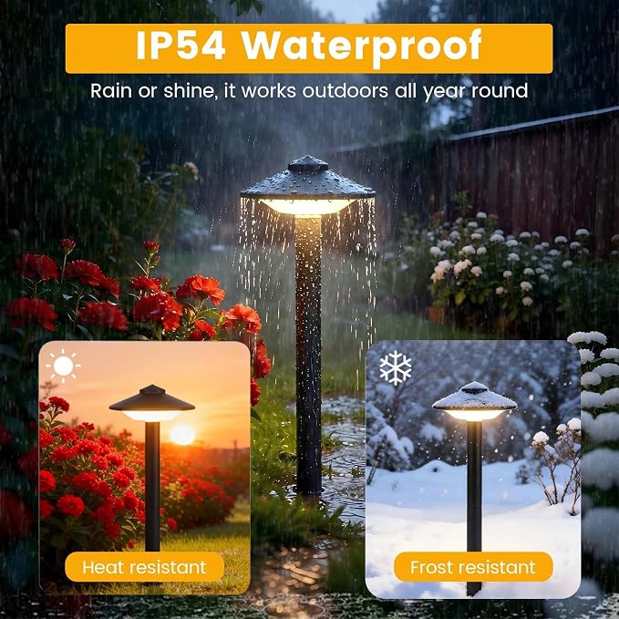 20.33 Inch Aluminum Low Voltage Landscape Lighting 2.7W LED Low Voltage Pathway Lights, Outdoor Landscape Path Lights with Patent Connector, ETL UL CSA Qualified IP54 Waterproof, 6 Pack