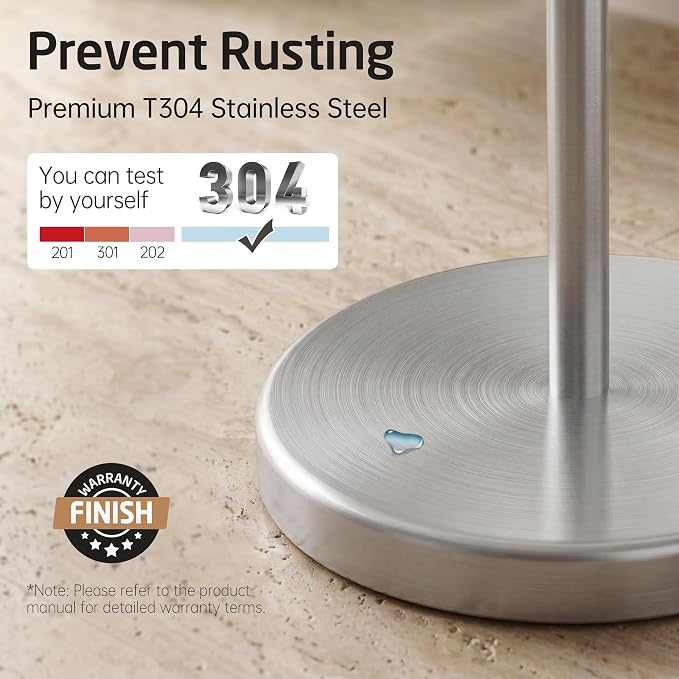 KES Toilet Paper Holder Stand 26" H (Taller Version), Free Standing Toilet Paper Roll Holder with Weighted Base for Bathroom, Rustproof SUS304 Stainless Steel Brushed Finish, BPH283S66-2