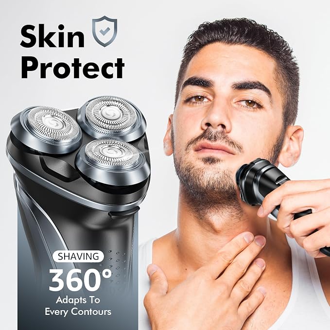 Travel Electric Razor for Men:5D Floating Head Shavers for Men, Smooth Shave Ready in Seconds - IPX7 Waterproof Wet or Dry, Practical USB-C Rechargeable, Stainless Steel Blades, Midnight Blue