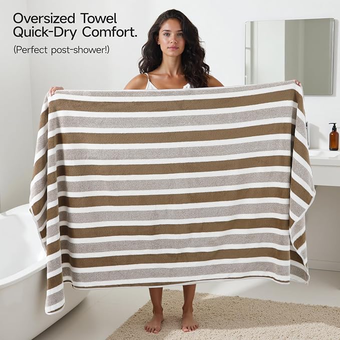 REDKISS 6-Piece Microfiber Bath Towel Set, Ultra Soft, Highly Absorbent & Quick Dry, 35x70 Inch Oversized, Brown Towels for Bathroom, Spa, Gym, 2 Bath 2 Hand 2 Washcloths