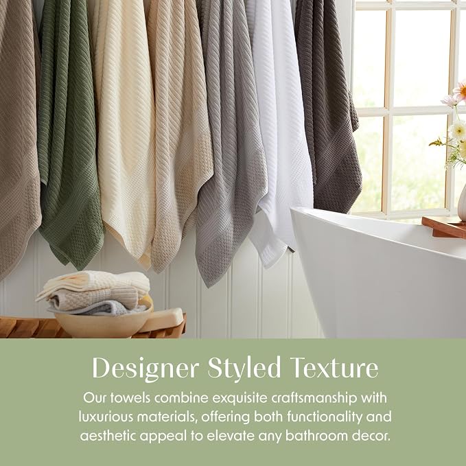 Springtree Home 100% Cotton Bath Towel Set | 6-Piece Set | Textured | Cobblestone