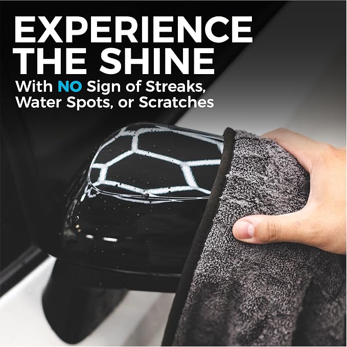 The Rag Company Gauntlet Car Drying Towel, Ultra-Absorbent 70/30 Blend Korean Microfiber, Dries Vehicles Faster Without Scratching, 900 GSM, 20x30 Inches, Ice Grey/Grey, 1-Pack