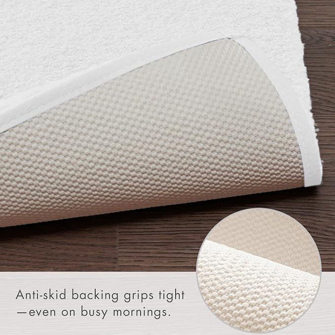 MADISON PARK SIGNATURE Marshmallow Bathroom Rug Non Slip, Luxrurious Plush Mat, Absorbent, Quick Dry, Spa Design Bath Room Décor, 24x72, White