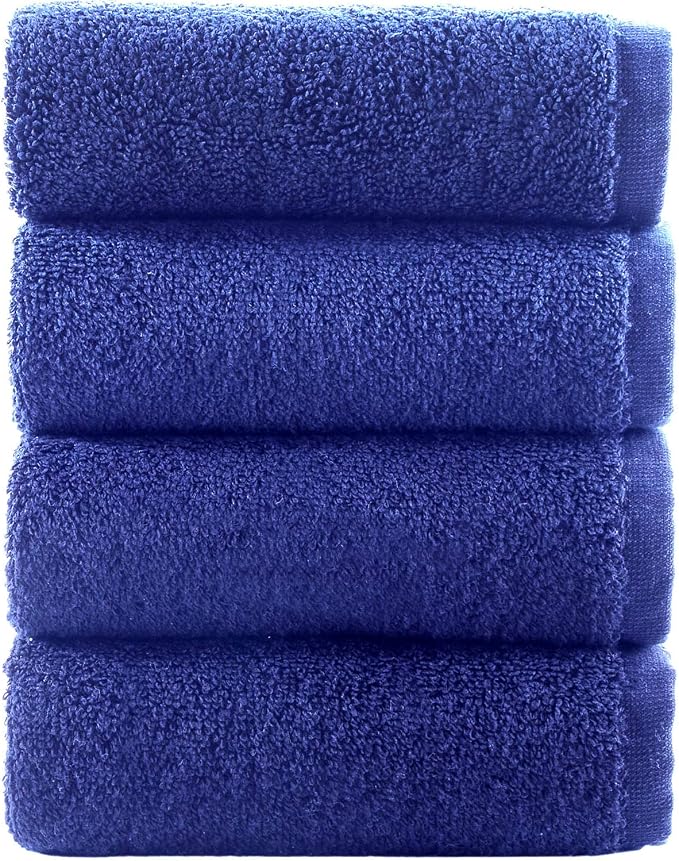 Washcloth Linen Set Premium Original Turkish Cotton, Hotel Quality for Maximum Softness & Absorbency Face Towels for Hand, Kitchen & Cleaning (Royal Blue Washcloths Set)