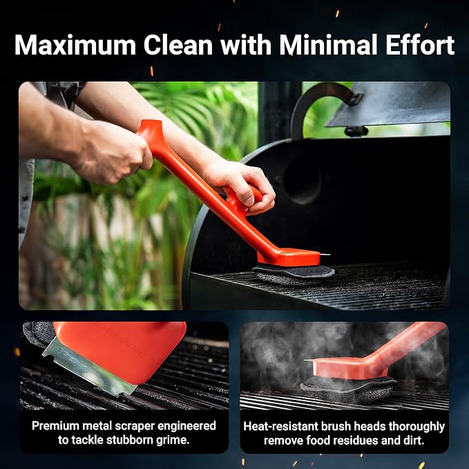 ThermoMaven BQ03 Grill Brush Replaceable Cleaning Head, Safe Bristle-Free BBQ Cleaning Tool, Barbecue Grill Cleaner, 6 Pcs Refill, Only for BQ03