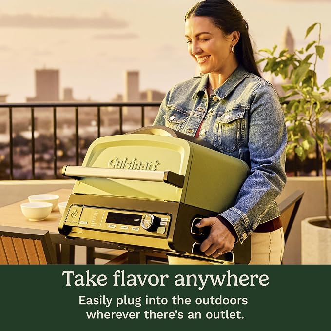 Cuisinart Outdoor Electric Grill, 8-in-1 Air Fryer/Grill/Smoker, 154 sq in | CEG-1302, Cuisinart FlavorBoost 8-in-1 outdoor electric grill, 1800W small electric grill with air fryer & wood-pellet drawer