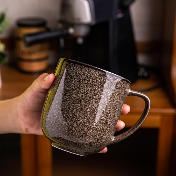 LERATIO Ceramic Coffee Mugs Set of 6,12oz Handmade Coffee Mugs Set | Large Handle for Cappuccino/Latte/Tea/Hot Cocoa,Oven &Dishwasher & Microwave Safe