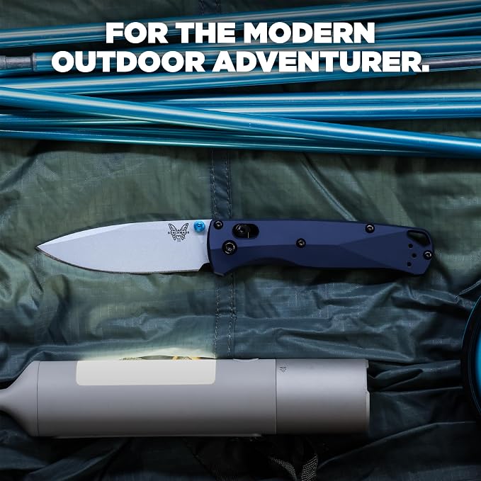 Benchmade Bugout EDC Knife, S90V Steel Blade (535SL-13) | Crater Blue Aluminum handle, Drop-Point blade