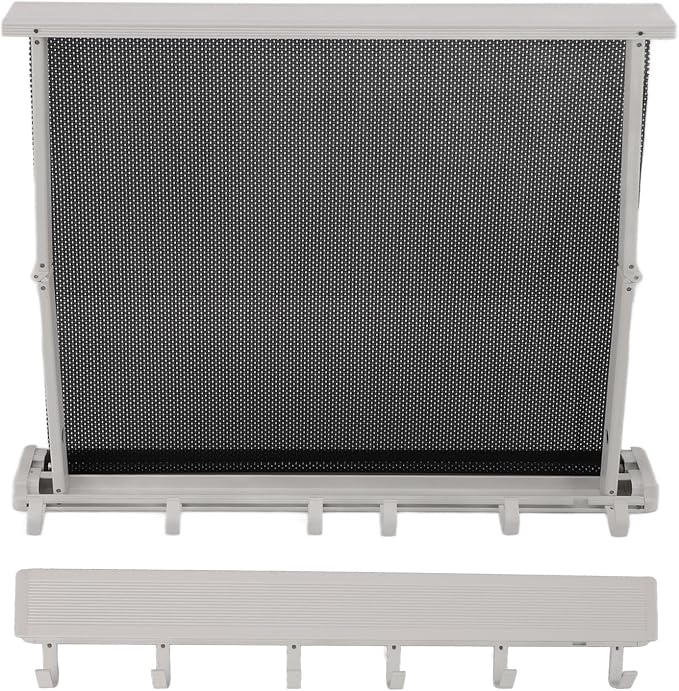 Pilipane Retractable Clothes Drying Rack Wall Mount Foldable Laundry Organizer with Breathable Mesh Platform for Patio Bathroom Aluminum 42x37.8cm (White)