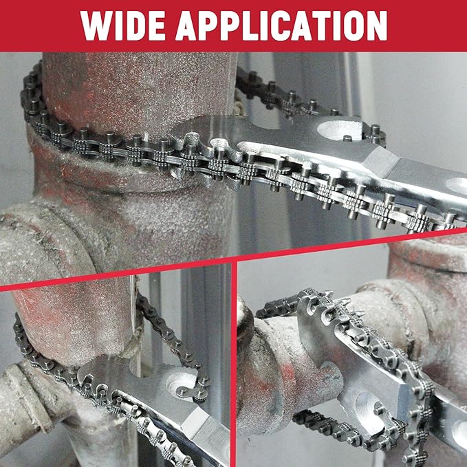 AUPREX 24 Inch Heavy Duty Carbon Steel Pipe Wrench, Fits Max 12 Inch Diameter, Adjustable Large Chain Oil Filter Wrench for Universal Use