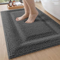 DEXI Bath Mats for Bathroom 36x24, Non Slip Washable Bathroom Rug, Thick Soft Chenille Absorbent Bathmat for Shower Floor, Fluffy Shaggy Carpet for Tub, Grey