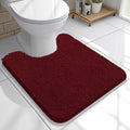 OLANLY Toilet Rugs U-Shaped 20x20, Extra Soft Absorbent Chenille Contour Bathroom Rugs for Toilet, Dry Quickly, Machine Washable, Non-Slip Bath Mat, Burgundy