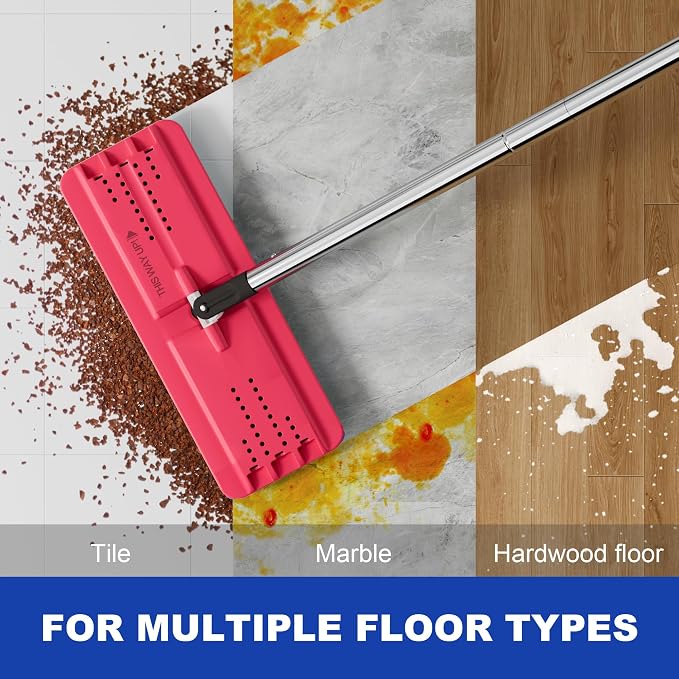 JOYMOOP Mop and Bucket with Wringer Set, Hands Free Flat Floor Mop and Bucket, with 6 Washable Microfiber Pads, Wet and Dry Use, Floor Cleaning System - Black+Red+Slate Blue