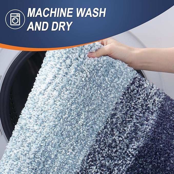 OLANLY Bathroom Rugs Mat 36x24, Extra Soft Absorbent Microfiber Bath Rugs, Rubber Backing, Quick Dry, Machine Washable Bath Mats for Bathroom Floor, Tub and Shower, Home Decor Accessories, Airy Blue
