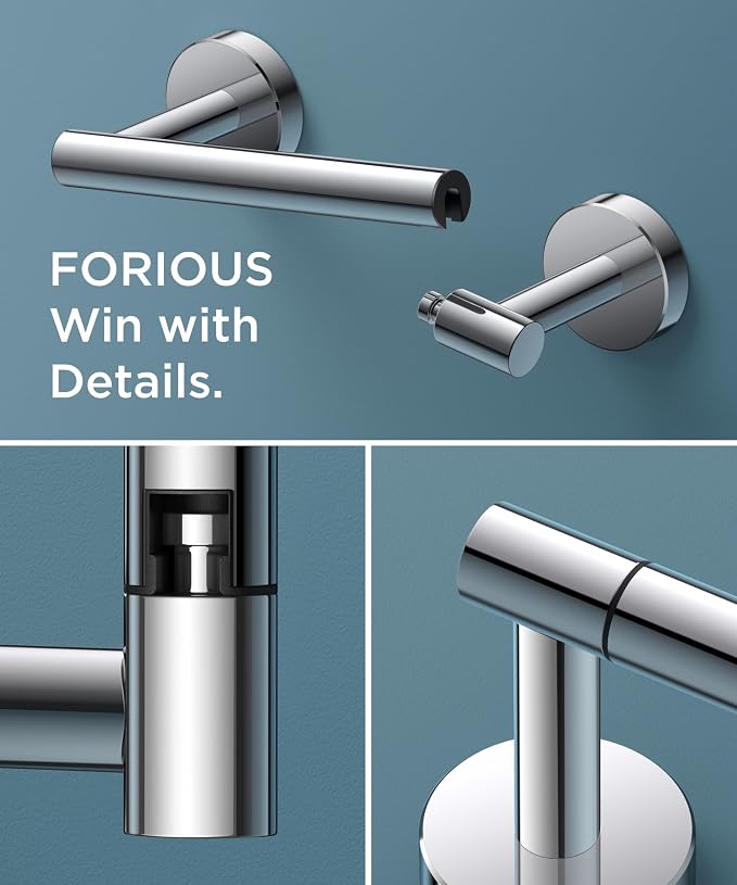 FORIOUS Toilet Paper Holder Wall Mount, Stainless Steel Rustproof Double Post Pivoting Tissue Roll Holder for Bathroom, Commercial Toilet Paper Dispenser (2 Pack, Chrome)