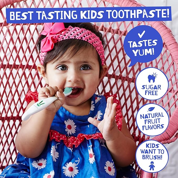 Jack N Jill Natural Toothpaste, Flavor Free, 1.76 oz (Pack of 3) | Fluoride Free Kids & Toddlers Toothpaste, Gently Cleans Teeth, 40% Xylitol, BPA Free, No Artificial Dyes