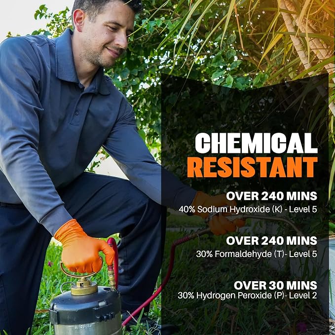 GRIPXX Herkules Grip Heavy Duty 8Mil Orange Nitrile Gloves,3D Raised Diamond Texture-Latex & Powder Free-Industrial, Mechanic (1, Medium)