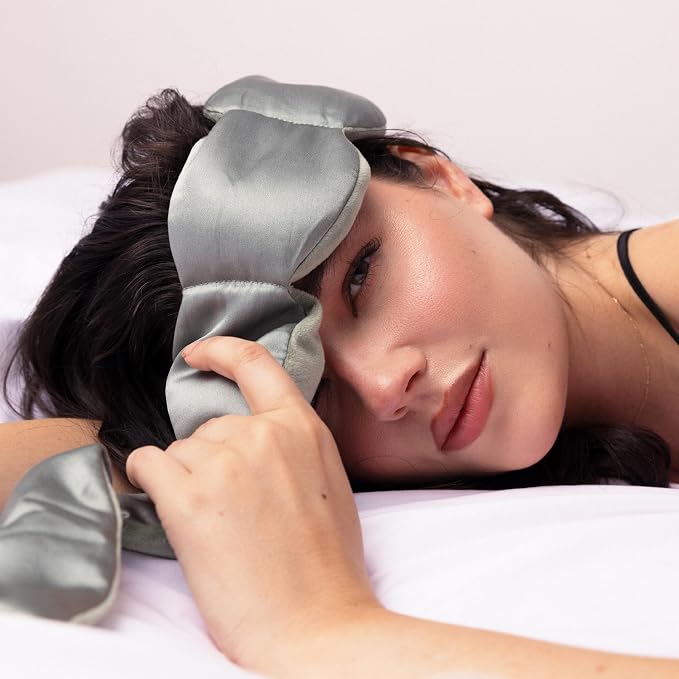 Nodpod Mineralized Silk Gentle Pressure Sleep Mask - Strap-Free, Light-Blocking Design for Sleep, Travel & Relaxation - Weighted Eye Pillow, Machine Washable (Willow)