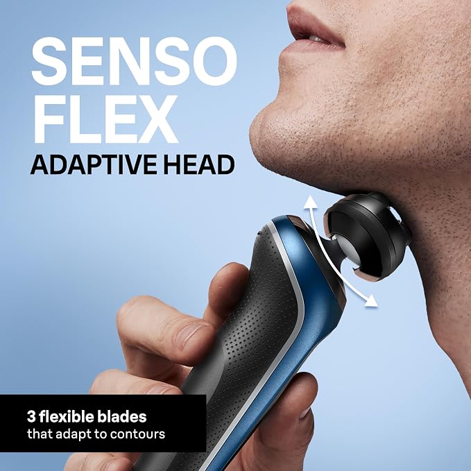 Braun Electric Shaver for Men, Series 6 6177cc, Wet & Dry Shave, Turbo & Gentle Shaving Modes, Foil Shaver, Blue
