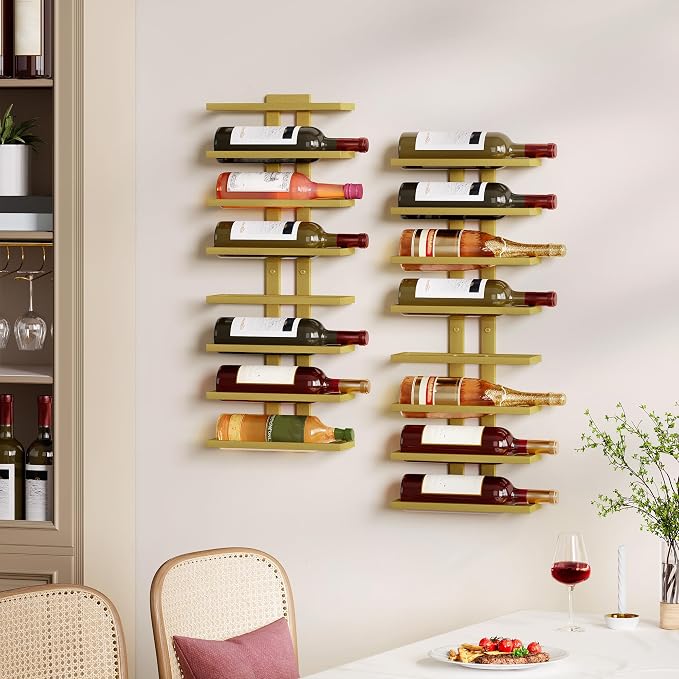 Hoctieon 8 Tier Wall Mount Wine Rack, Wall Racks for Wine Bottles Display and Storage, Hanging Bottle Organizer for Living Room, Dining Room, Wine Cellar, Bar, Quartz Green