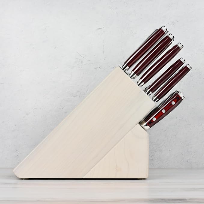 Yaxell Super Gou 16 Piece Knife Set - Made in Japan - 161 Layers SG2 Stainless Damascus, Gray Ash Block