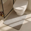 Triohero Toilet Rug, Thin Toilet Rugs U Shaped Washable Non Slip Absorbent Quick Dry Low Pile Toilet Mat, Beige 20"x24" U Shape