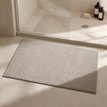Triohero Bathroom Rugs Non Slip Washable, Super Absorbent Thin Bath Mat Quick Dry Low Pile Bathroom Rug, Beige 24"x36"
