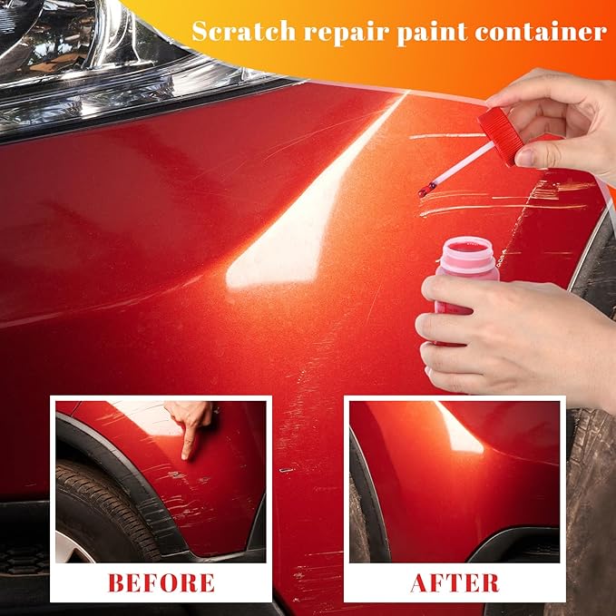 Mumufy 120 Pcs Touch up Paint Bottles with Brush and Lid Empty Touch up Bottle with Mixing Balls 2 oz Fluid Capacity Leftover Paint Container for Car Scratches Repair (Red)
