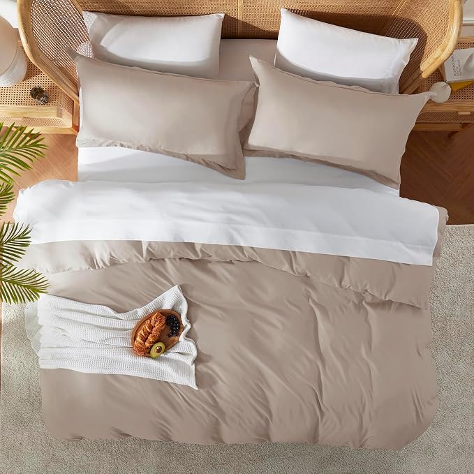 Nestl Linen Duvet Cover Full Size - Soft Double Brushed Full Size Duvet Cover Set, 3 Piece, with Button Closure, 1 Duvet Cover 80x90 inches and 2 Pillow Shams