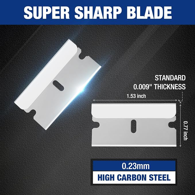 WORKPRO 50-Pack Single Edge Razor Blades, Carbon Steel Scraper Blades | Industrial Scraper Razor Blades, High Carbon Steel One Edge Razor Blades for Paint, Sticker & Label Removal