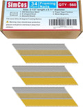 34-30 Degree Framing Nails, 2-1/2 Inch, 560-Pack | 304 Stainless Steel, D Head, Smooth Shank, Paper Tape Strip, For 30 to 34 Degree Framing Nailer